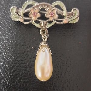 Floral Pearl Drop Brooch